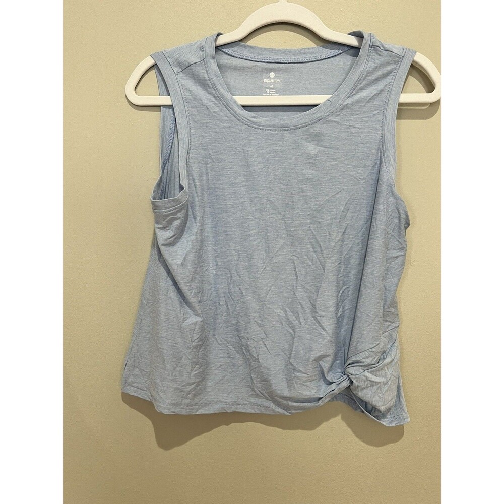 Apana Blue Waist Length Sleeveless Shirt with Knotted side - Medium